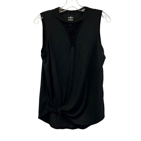 SO Tops - So Womens Sleeveless Slashed V-Neck Lightweight Top Black Small New